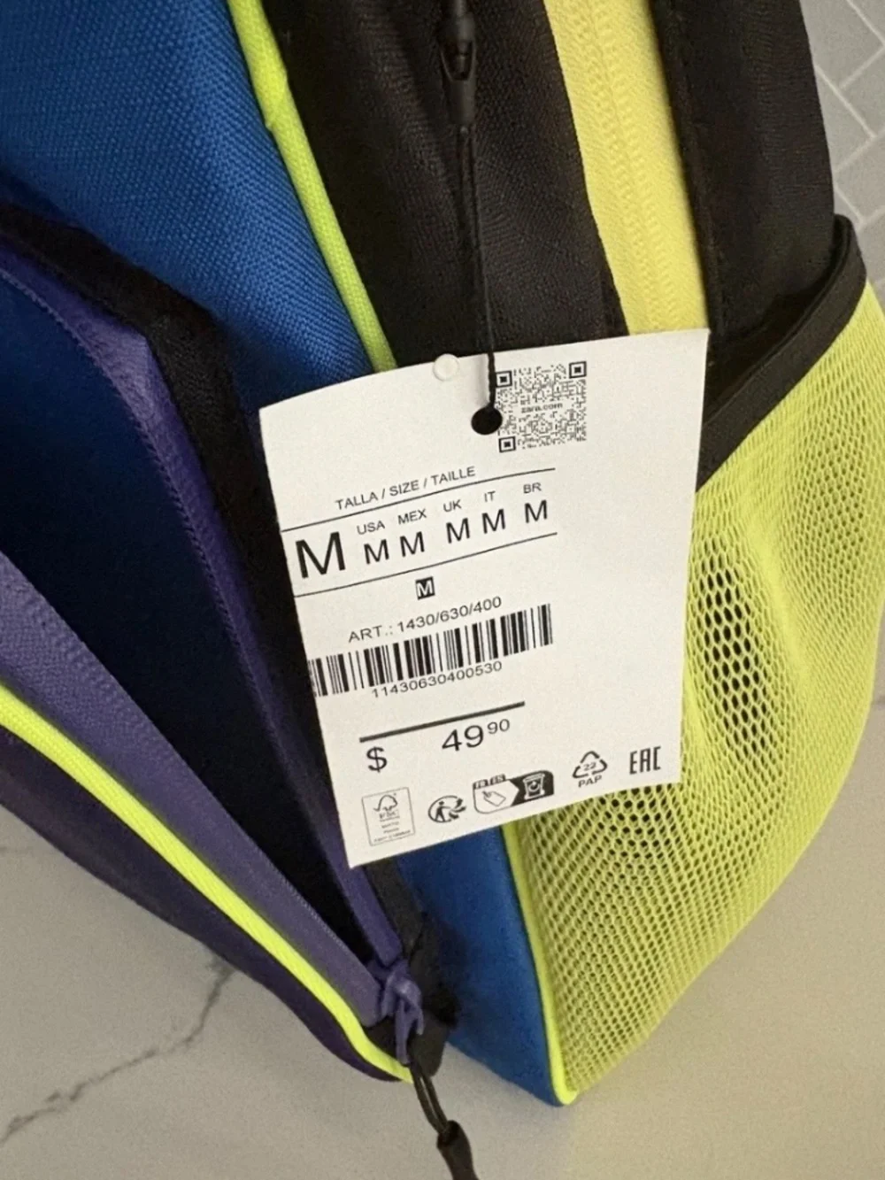 Zara Kids Colorblocked Backpack For School NWT